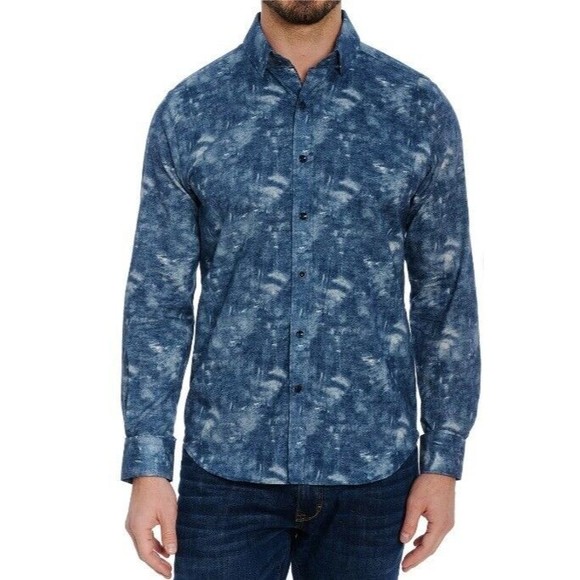 Robert Graham Other - Robert Graham Ferndale Cotton Twill Woven Button Down Long Sleeve Shirt Blue XS